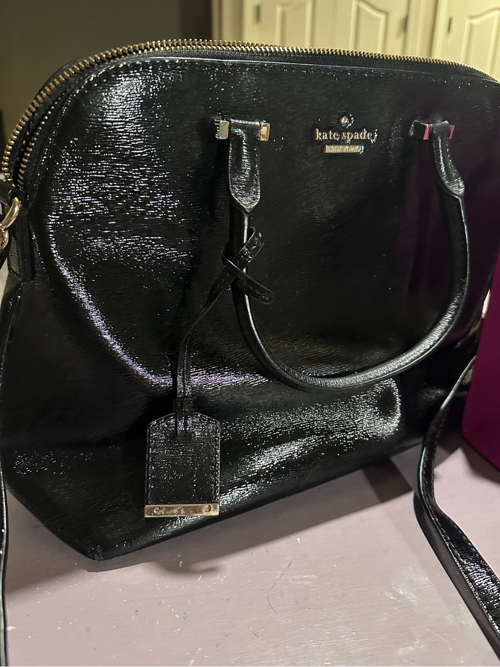 Kate Spade Cedar Street Margot Black Patent Leather Satchel Shoulder Bag